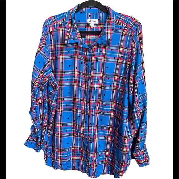 Womens Denim and Company blue plaid shirt size XL - Picture 1 of 7